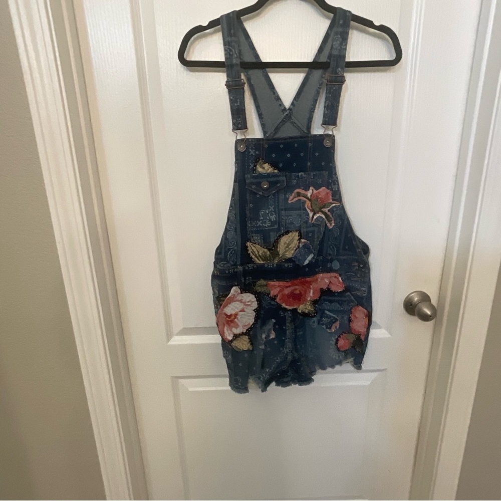 Artisan overall shorts,  boho hippy chic.  embellished and design by. Dixie June